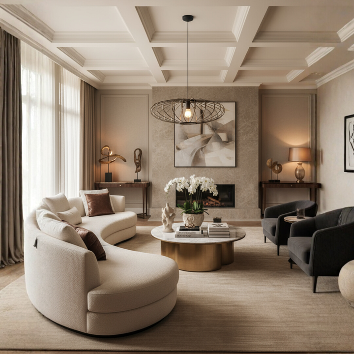 Silklush large modern black elegance pendant light showcased in a stylish living room interior