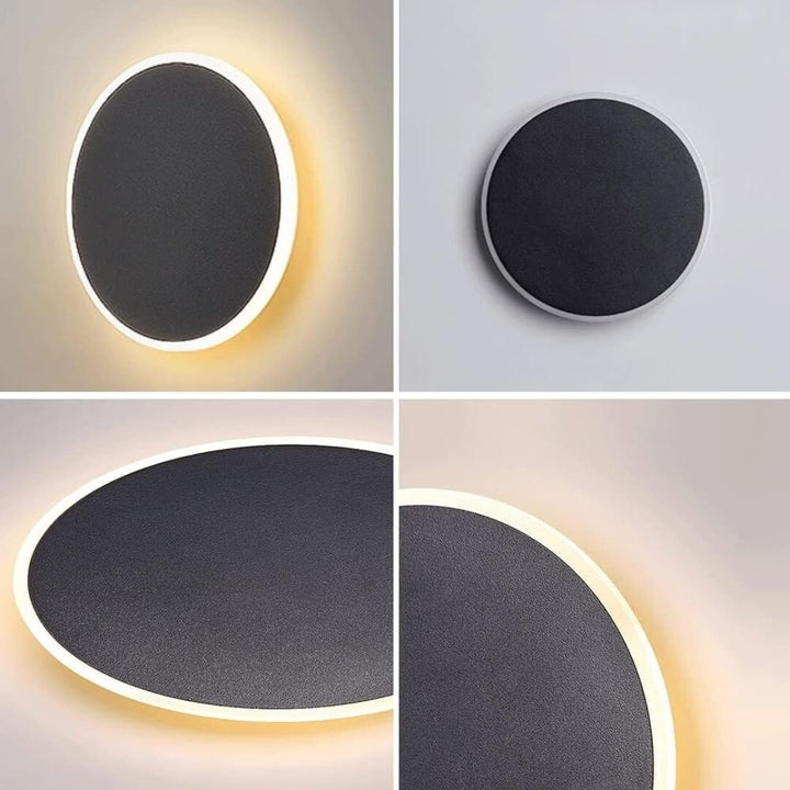 Side view of SleekSphere round LED touch wall lamp – minimalist modern design with sleek profile and ambient lighting.