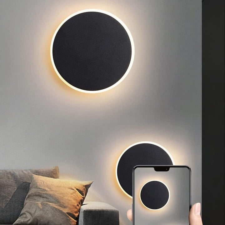 SleekSphere LED wall lamp – living room setup.