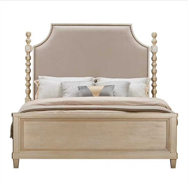 Front View of SLH-B01 King Size Bed Customizable Luxury Bedframe Modern Bedroom Design