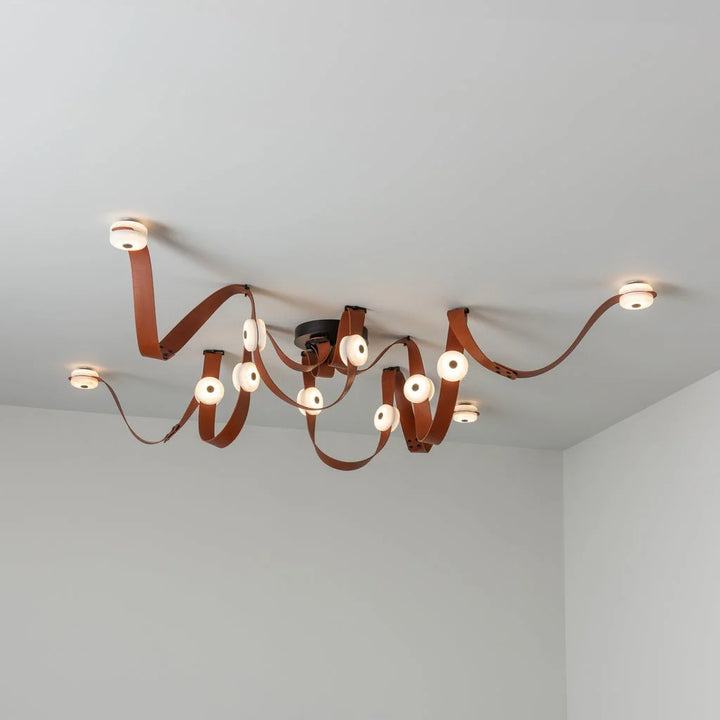 Snaps alabaster pendant light ceiling view with gold metal accents, modern elegant lighting fixture