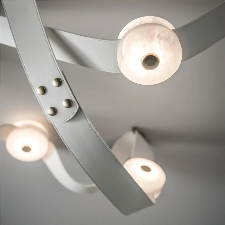 Snaps alabaster pendant light with marble design, elegant close-up view for modern home decor