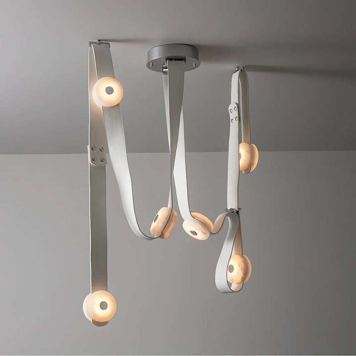 Hubbardton Forge Snaps Medium LED pendant light in alabaster finish, modern elegant home lighting