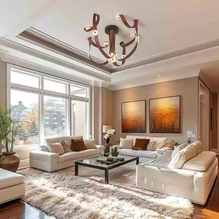 Snaps alabaster pendant light ceiling view in living room, elegant marble design for modern interiors