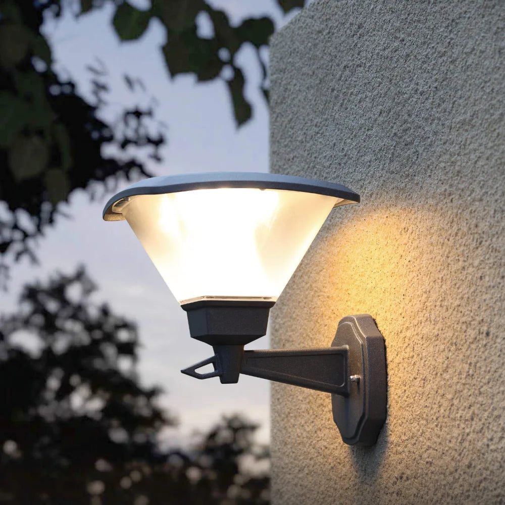 SOLAR FLARE LED Wall Light – Solar-powered, energy-efficient lighting solution with a sleek design for outdoor spaces.