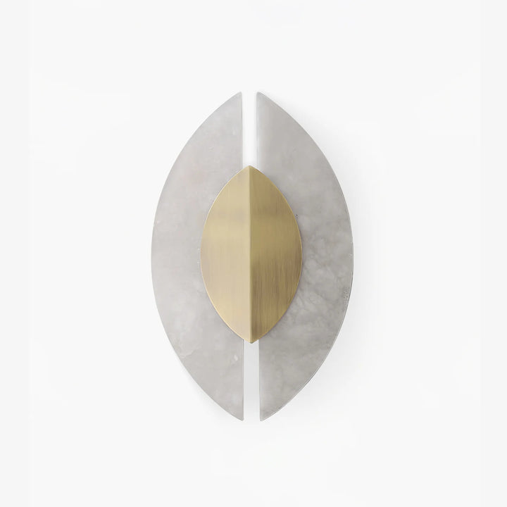 Solari alabaster leaf sconce front view, modern stylish wall light for elegant home interiors