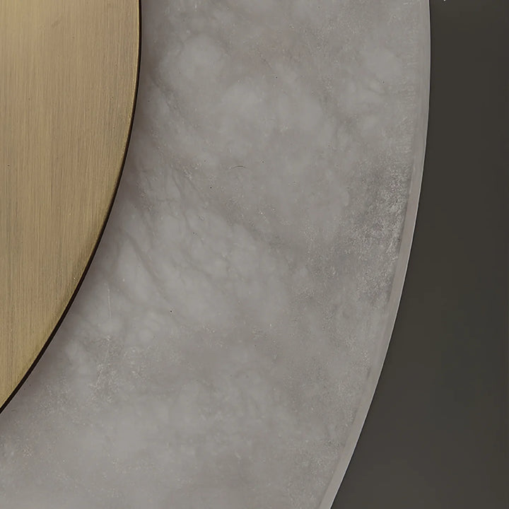 Solari alabaster leaf sconce detail view of marble, elegant modern decorative wall light