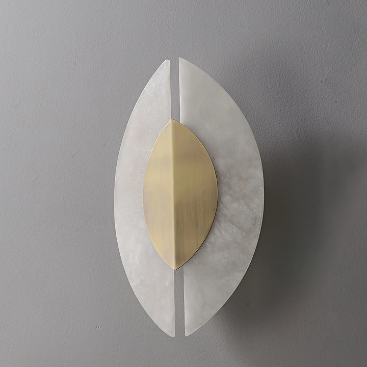 Solari alabaster leaf sconce side view, modern stylish wall light for elegant home interiors