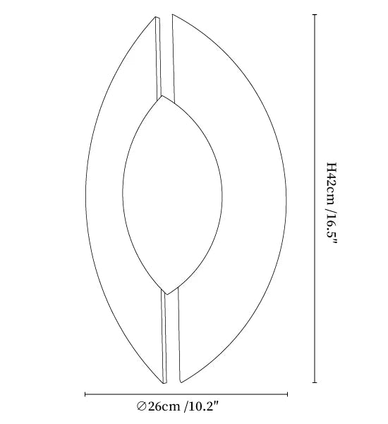 Solari alabaster leaf sconce dimension view, modern elegant decorative wall light for interiors