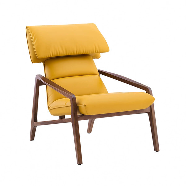 Front close-up view of Solaro modern accent chair for home office featuring cushioned seat and sleek minimalist design.