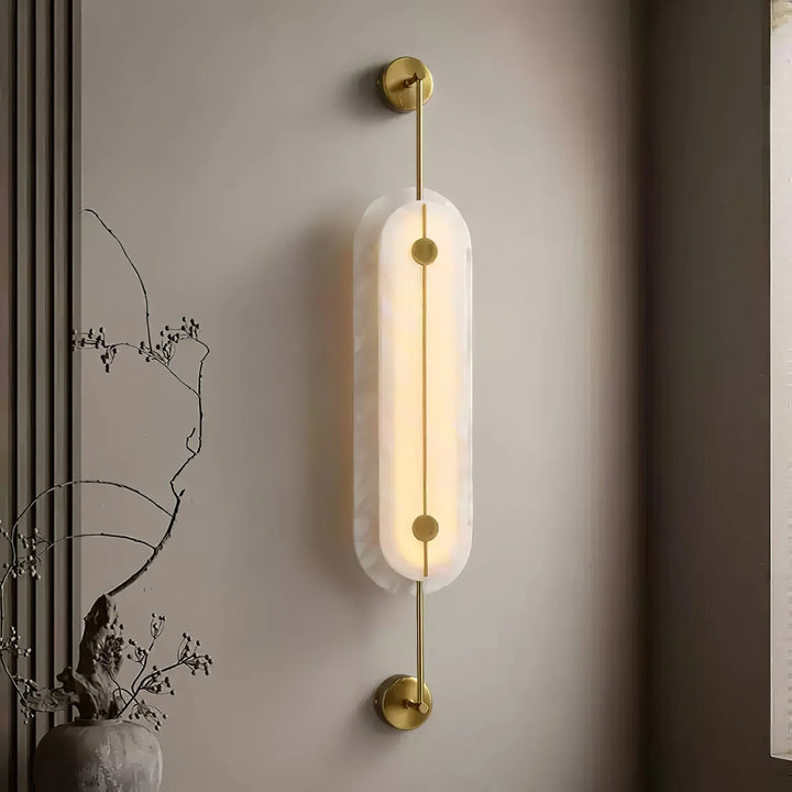 Solvane modern wall sconce light golden finish front view, elegant minimalist design for stylish interiors