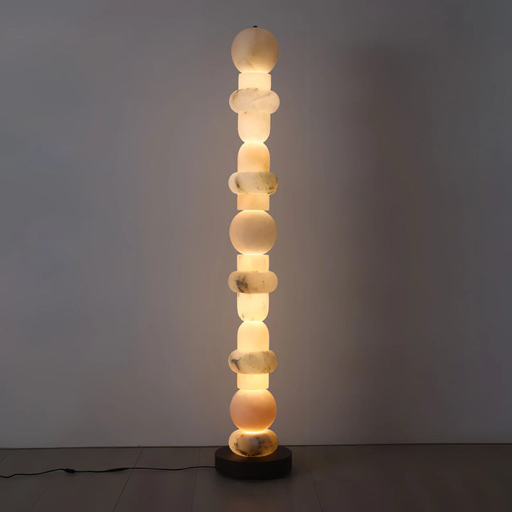  Front view of Spanish alabaster floor lamp for elegant and modern home lighting