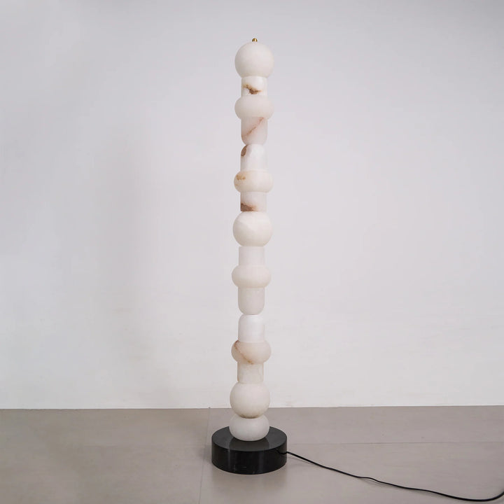 Stylish Spanish alabaster floor lamp front view enhancing modern interiors