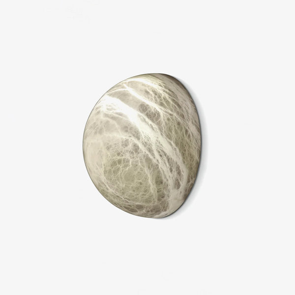 Side view of Spanish alabaster snowflake wall sconce, elegant wall-mounted lighting fixture for décor