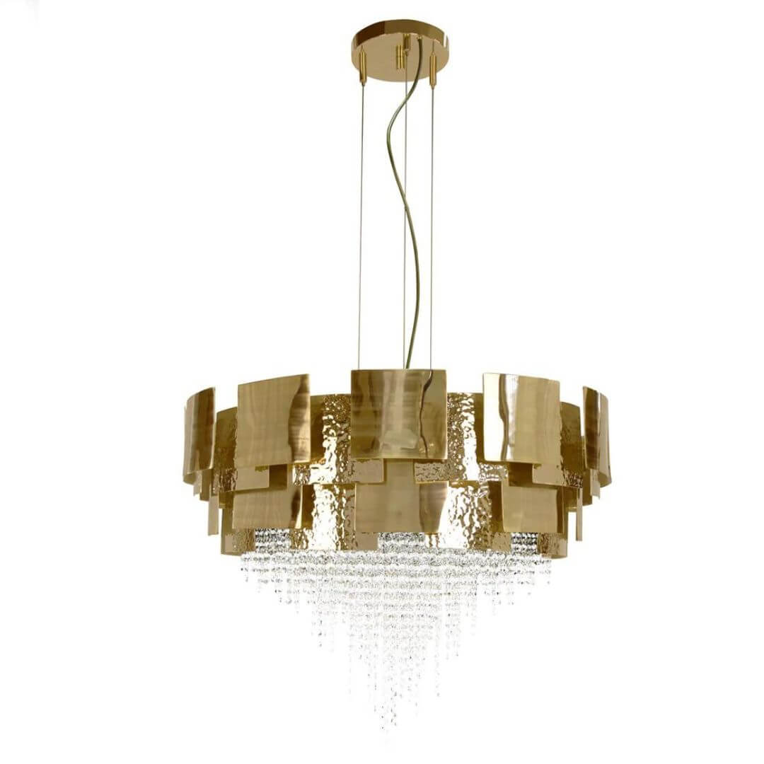 Spark Gold Crystal Chandelier Light Hanging – Elegant Modern Ceiling Lighting Fixture