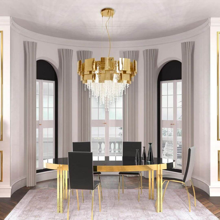 Spark Gold Crystal Chandelier Light – Elegant Modern Ceiling Lighting Fixture for Stylish Spaces