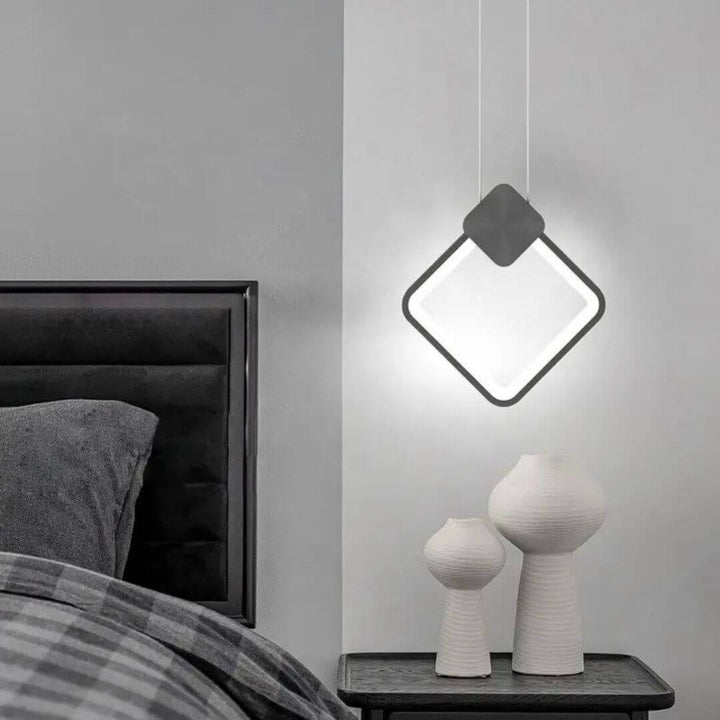 Close-Up View of Sparkle Square LED Pendant Lights – Detailed Modern Lighting Design