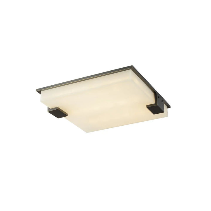 Modern square alabaster ceiling lamp seen from below for stylish home lighting