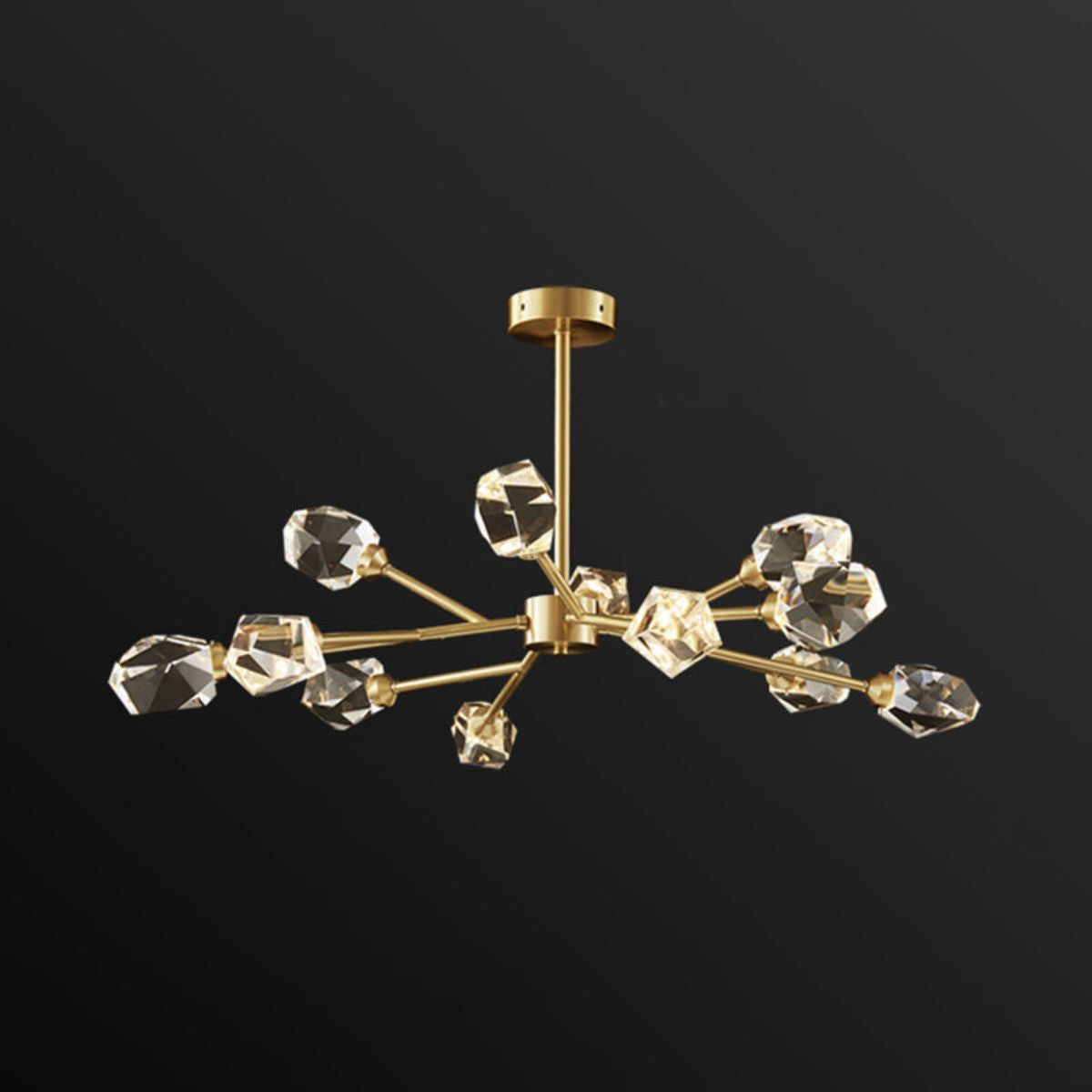 Starburst diamond-shaped chandelier light with striking design, adding glamorous sparkle to interiors