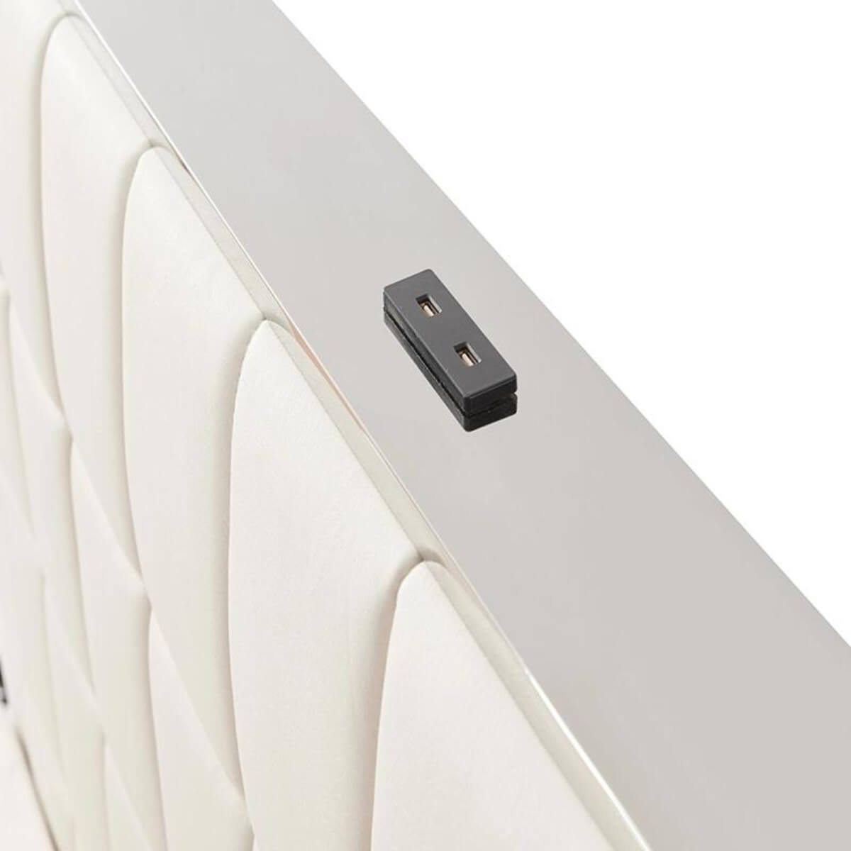 Starlight Haven cotton linen bed with breathable fabric upholstery and elegant minimalist design