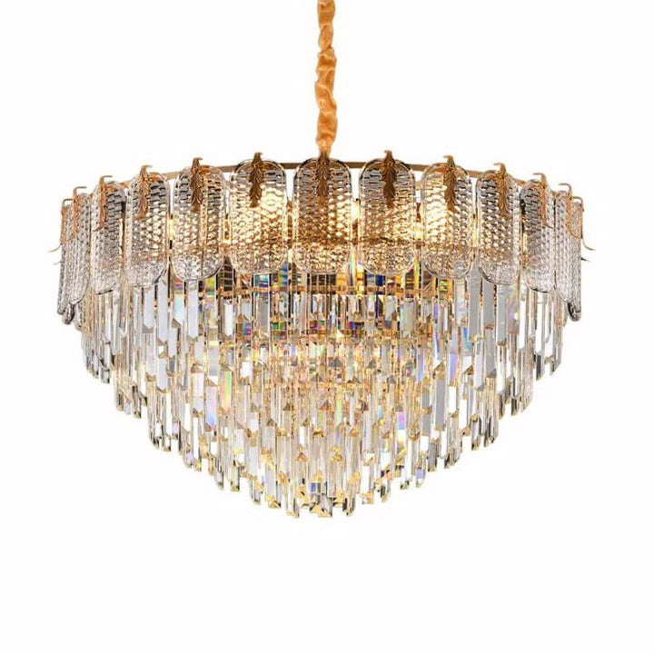Strand round crystal chandelier ceiling light showcasing elegant design and sparkling crystal arrangement
