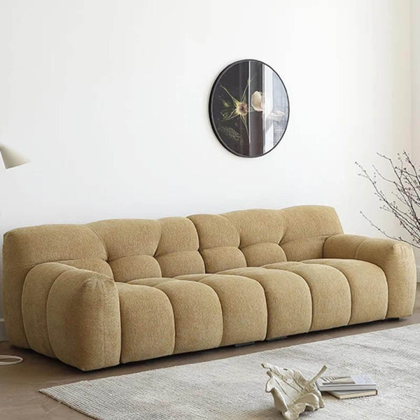 Stylish Modernista KS07 three-seater sofa with cotton-linen upholstery – contemporary design featuring clean lines and comfortable seating