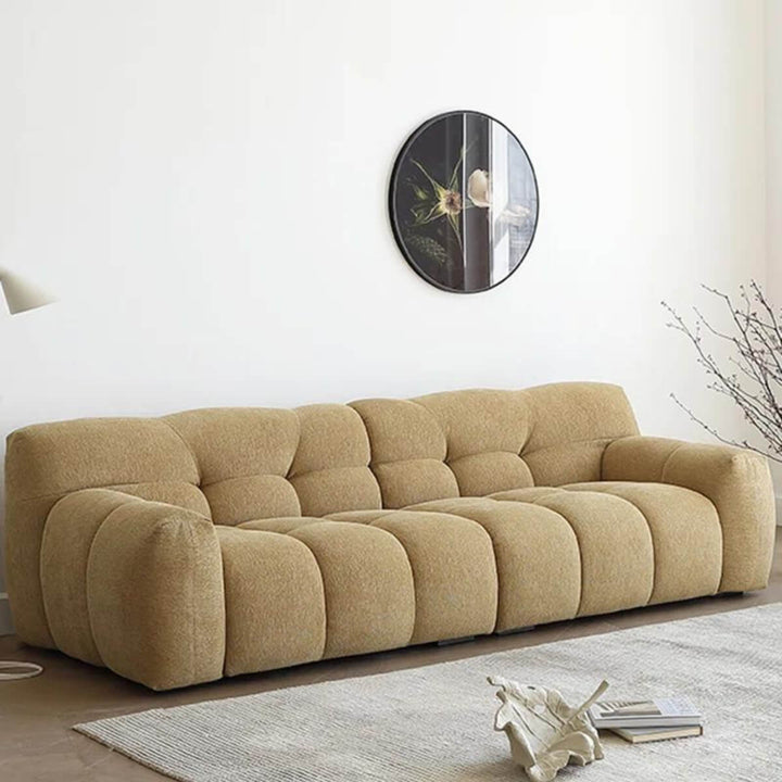 Stylish Modernista KS07 three-seater sofa with cotton-linen upholstery – contemporary design featuring clean lines and comfortable seating