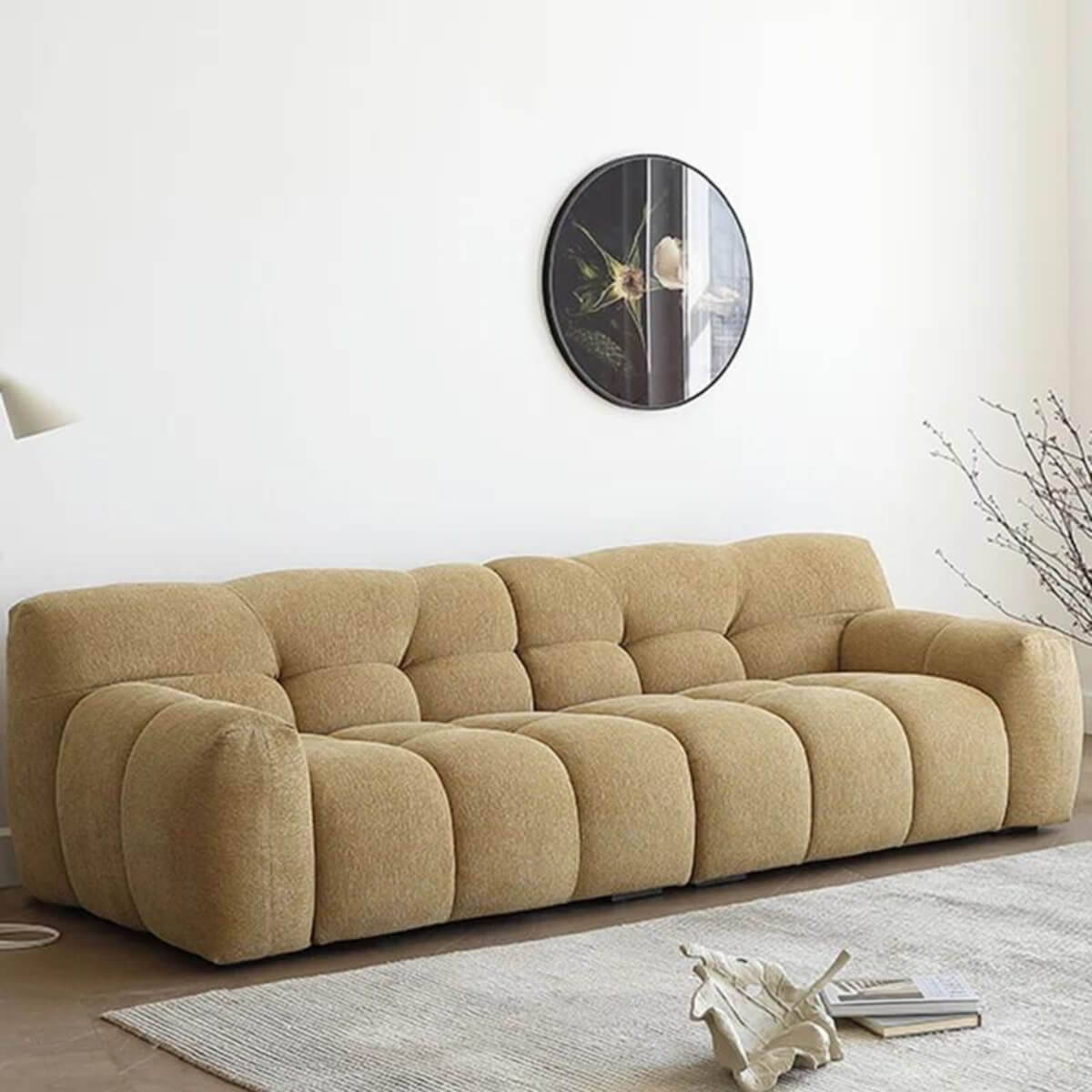 Stylish Modernista KS07 three-seater sofa with cotton-linen upholstery – contemporary design featuring clean lines and comfortable seating