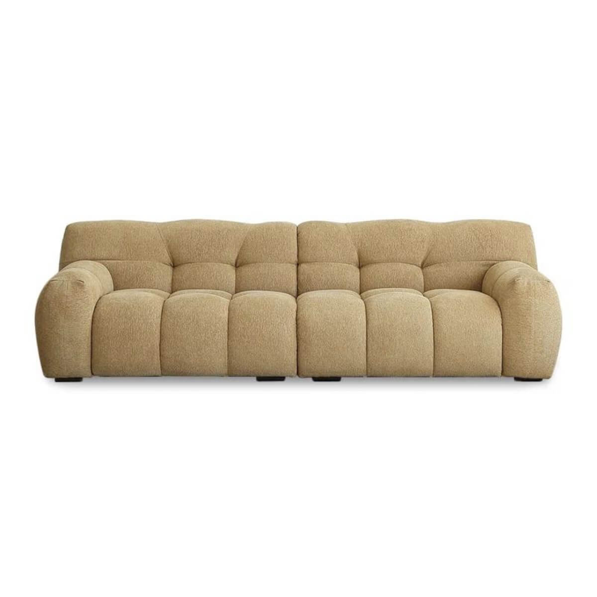 Front view of Stylish Modernista KS07 three-seater sofa with cotton-linen upholstery – sleek modern design with comfortable seating