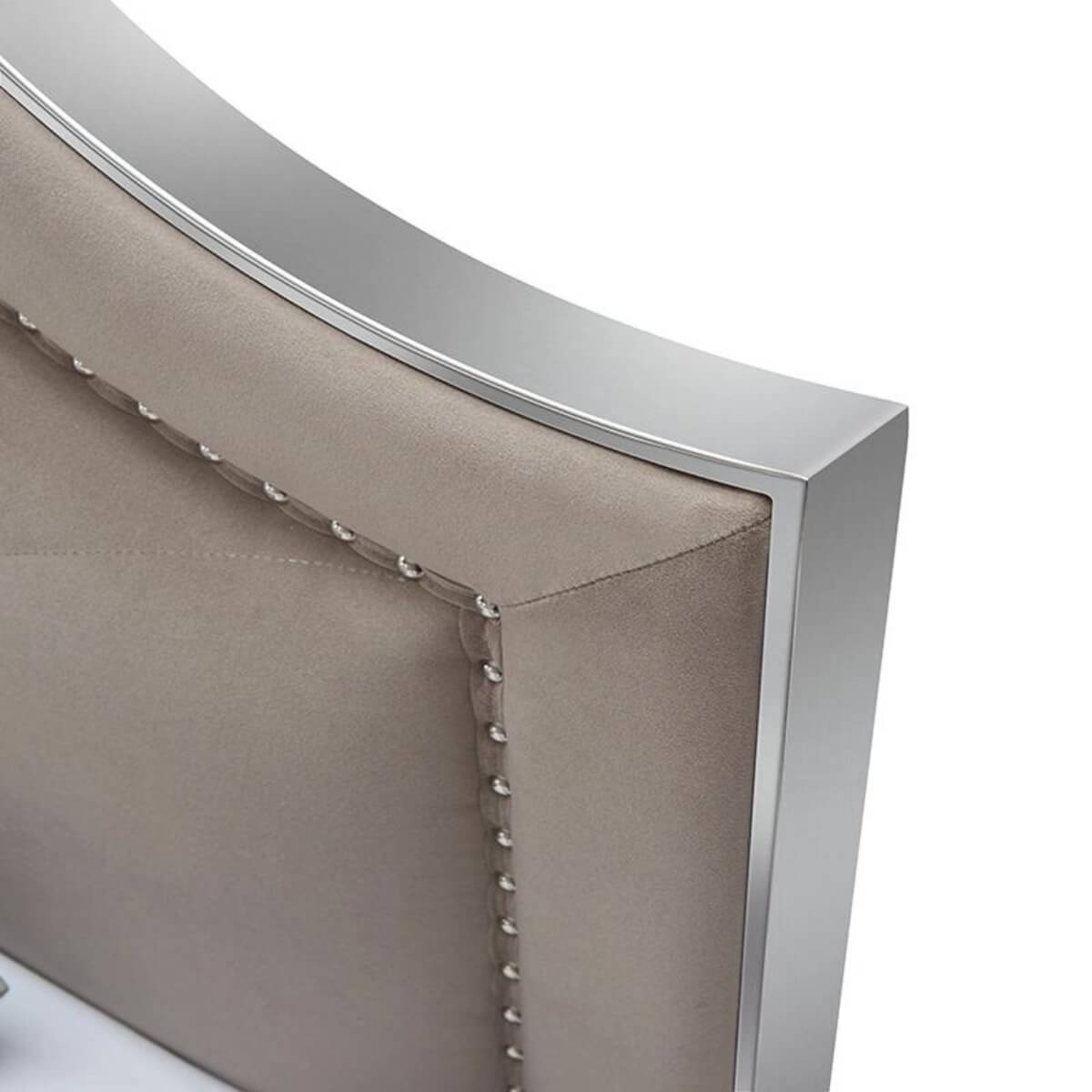 Headboard view of Stylish Streamline modern velvet bed showcasing tufted design and plush fabric texture