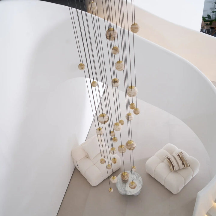 Sultana alabaster cluster chandelier luxury lighting, top view showcasing elegant design and modern décor
