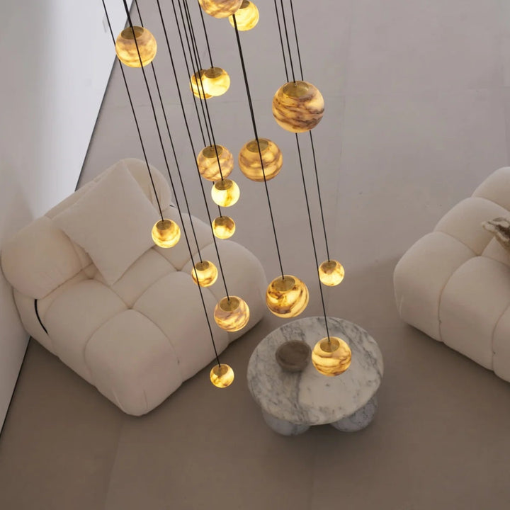 Sultana alabaster cluster chandelier luxury lighting, top angle view showcasing elegant modern design