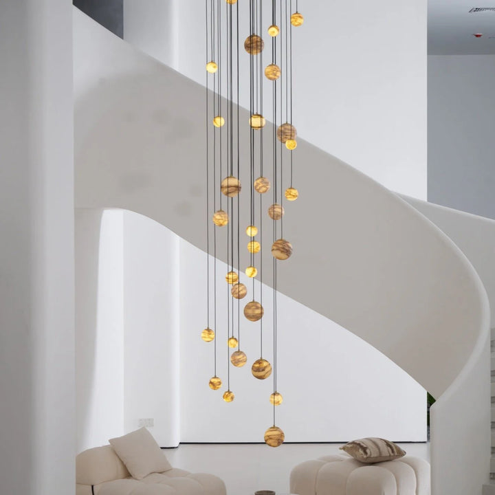 Sultana alabaster cluster chandelier luxury lighting, front view showcasing elegant and modern interior décor