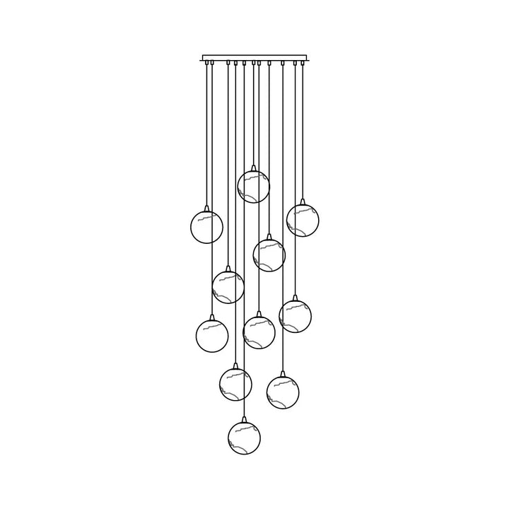 Sultana alabaster cluster chandelier luxury lighting, front view showcasing elegant and contemporary interior design