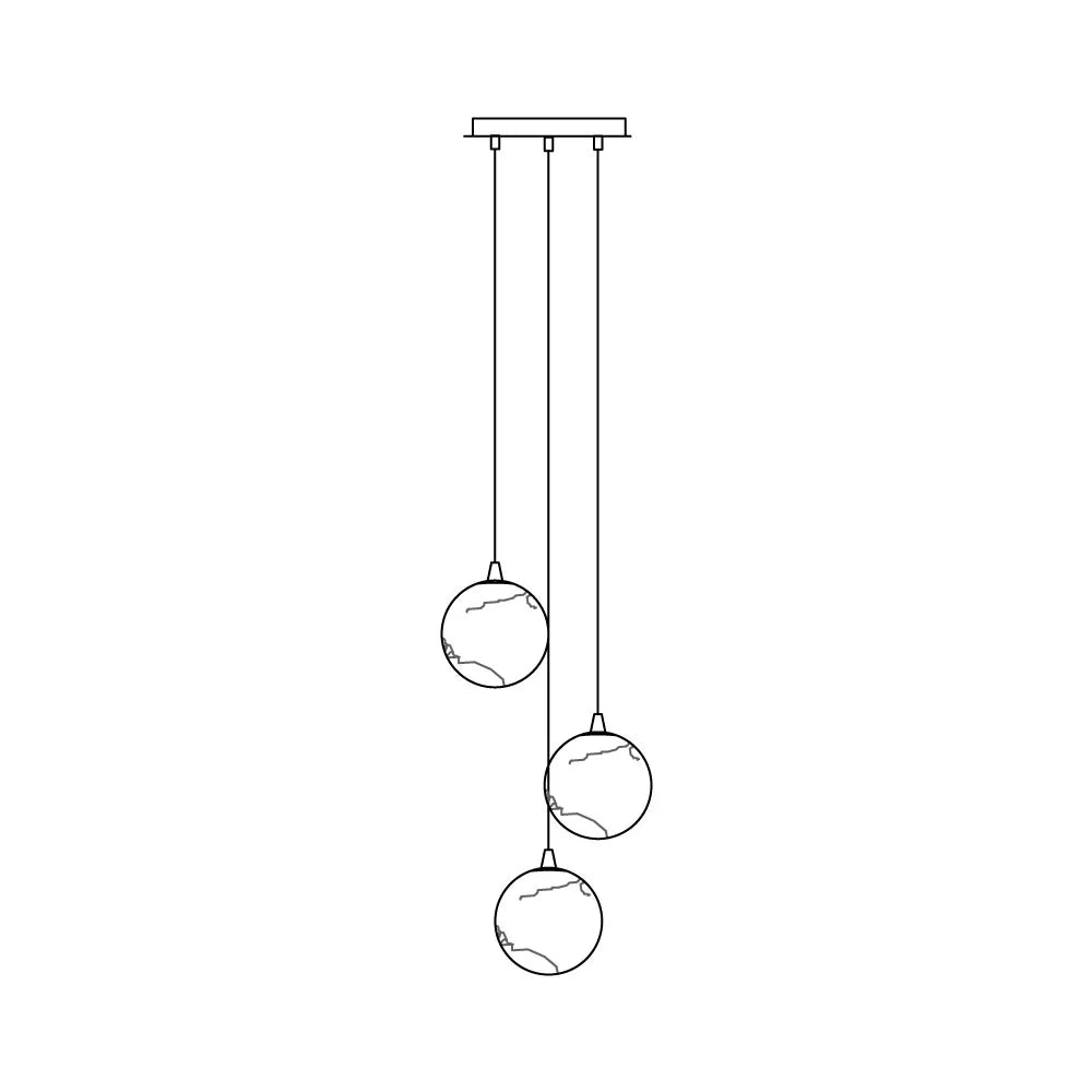 Sultana alabaster cluster chandelier luxury lighting, 3-ball front view showcasing elegant modern design