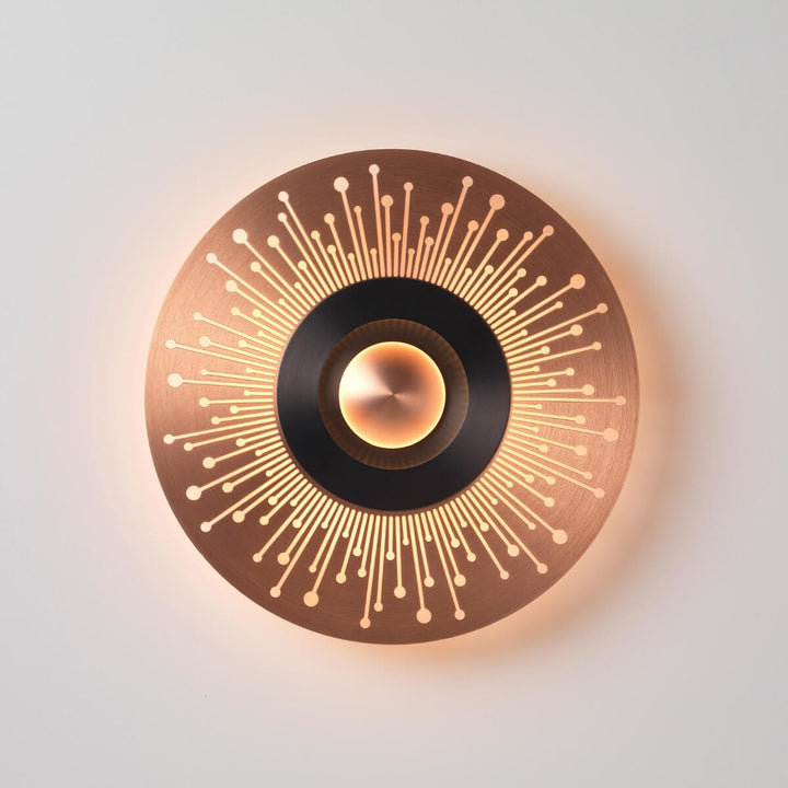 Front view of sun and moon wall light by Eclipse Home, modern decorative lighting for home interiors
