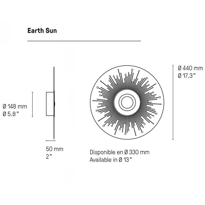 Sun and moon wall light by Eclipse Home with dimensions, modern decorative lighting for home decor