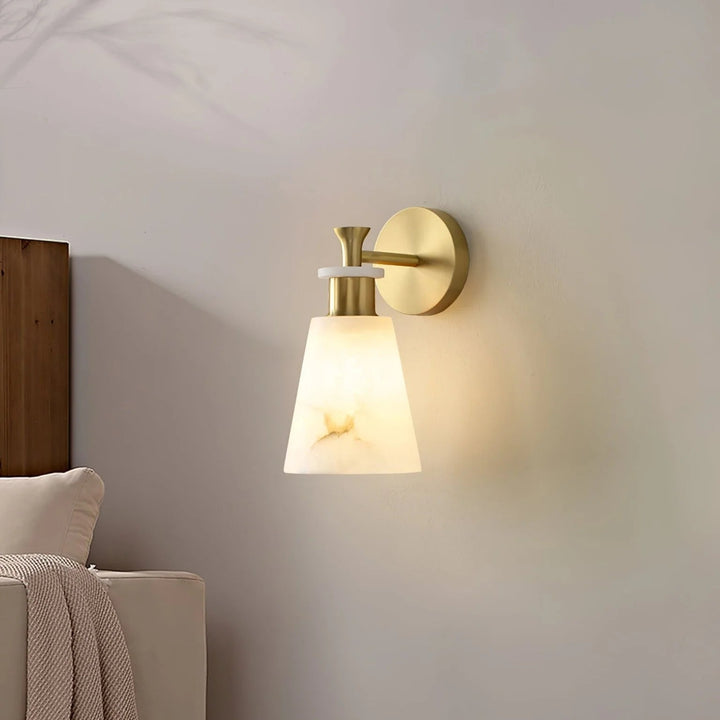Tapered alabaster wall sconce modern lighting bedside view elegant wall fixture