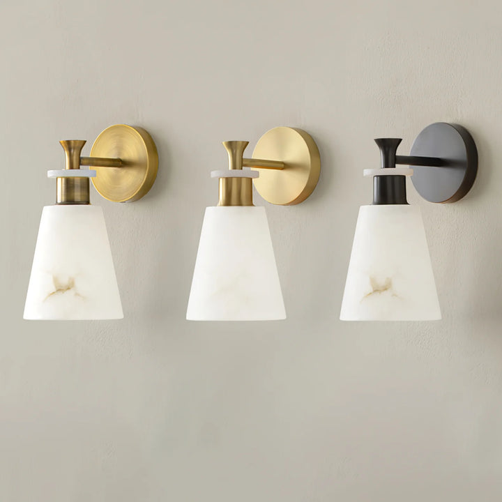 Tapered alabaster wall sconce modern lighting three-color front view elegant fixture