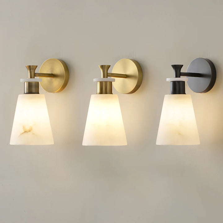 Modern tapered alabaster wall sconce stylish three-color lighting fixture