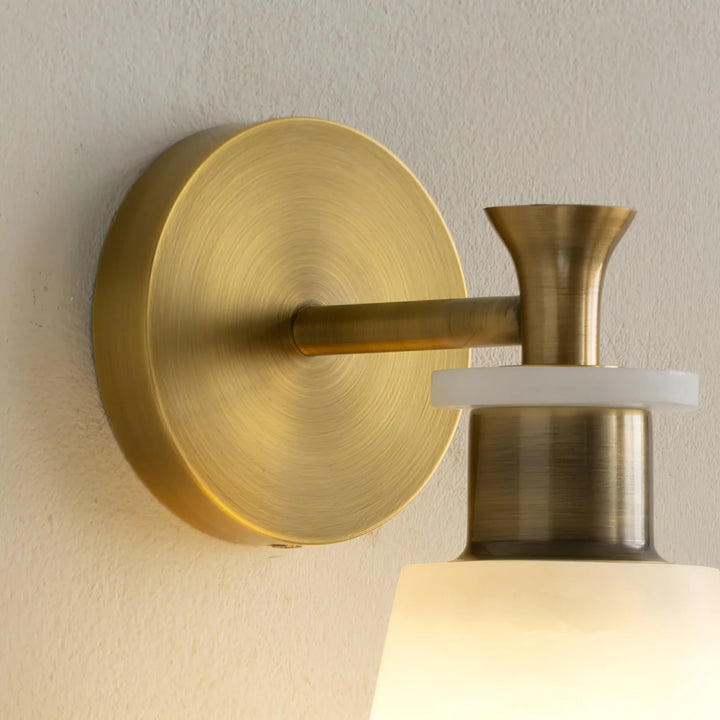 Tapered alabaster wall sconce modern lighting wall-mounted close-up elegant view