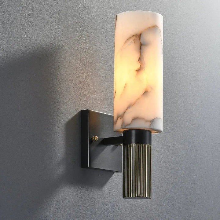 Elegant torch alabaster wall sconce lighting side view for home decor