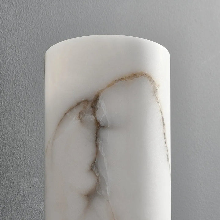 Close view of marble in torch alabaster sconce wall lighting for modern interiors