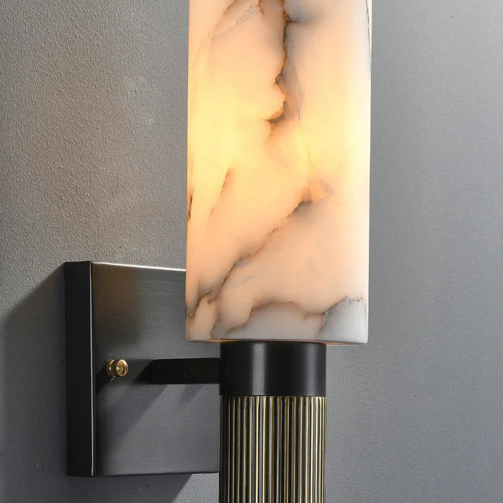 Detail view of torch alabaster sconce wall lighting for modern interiors