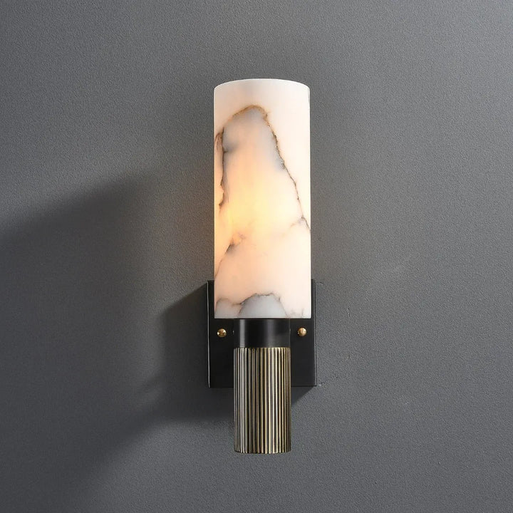 Close view of torch alabaster sconce wall lighting for modern interiors
