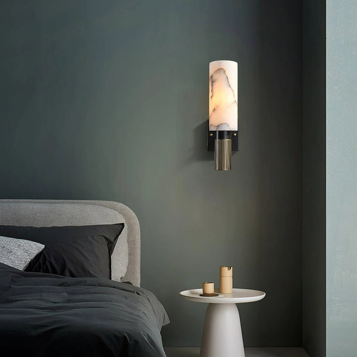 Torch alabaster sconce wall lighting bedroom front view for modern interiors