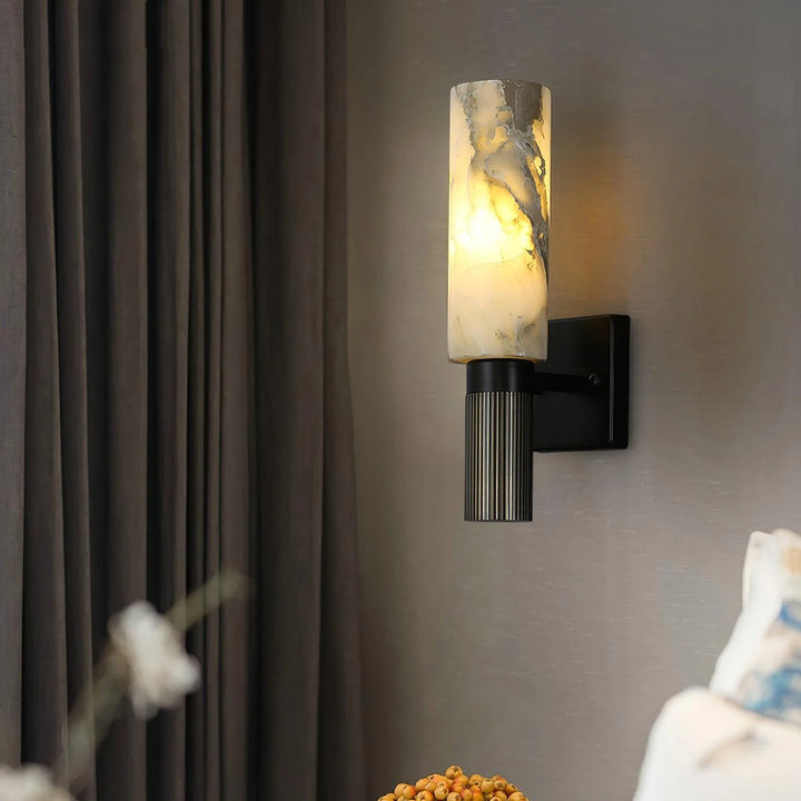 Luxury torch alabaster sconce wall lighting side view for stylish interiors
