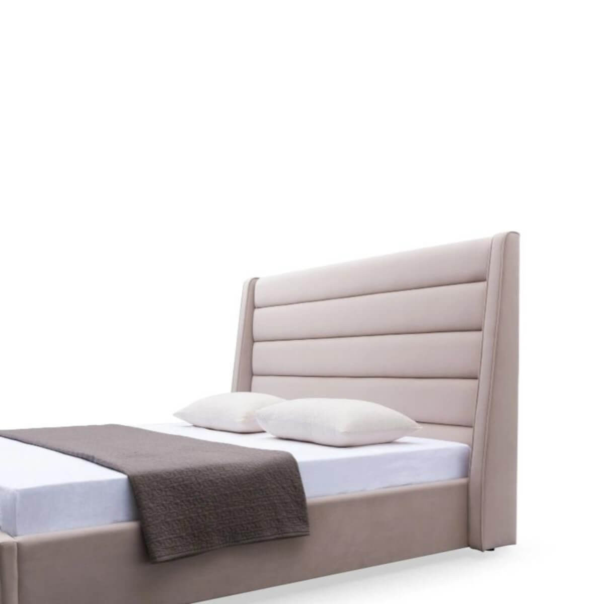 Side view of Tranquil Oasis luxurious velvet bed featuring plush velvet upholstery and sleek frame