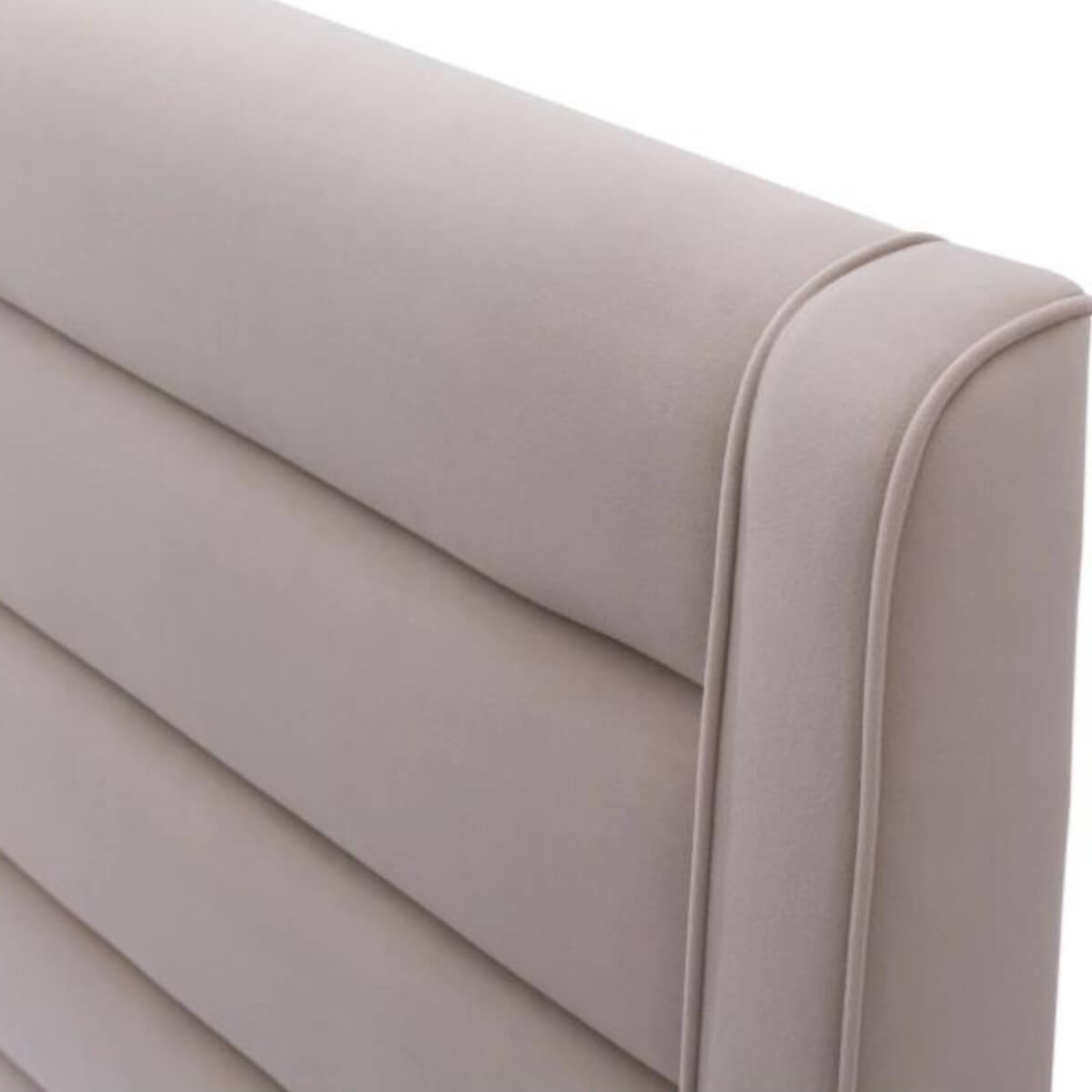 Close-up of Tranquil Oasis velvet bed headboard showing tufted detailing and plush velvet upholstery