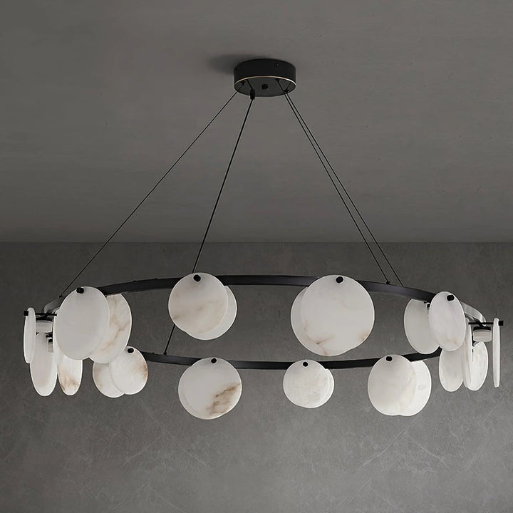 Trinidad alabaster chandelier modern lighting front view for chic home décor